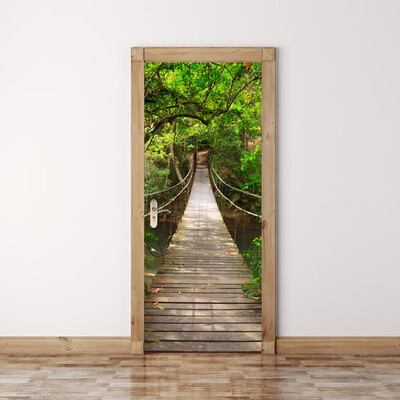 

Creative 3D Suspension Bridge Door Sticker DIY Bedroom Removable Green Tree