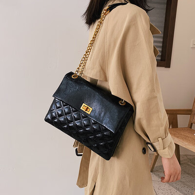 

Net red high sense small bag female 2019 new wave Korean version of the wild texture Messenger bag Lingge chain shoulder bag