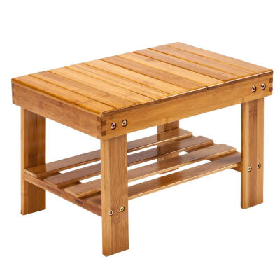 

Multfunctional Kids Bamboo Bench Stool Portable Chair With Storage ShelfWood Color