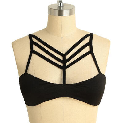 

New Sexy Women Cage Bra Bandage Hollow Out Elastic Bralette Lingerie Underwear Crop Top Black