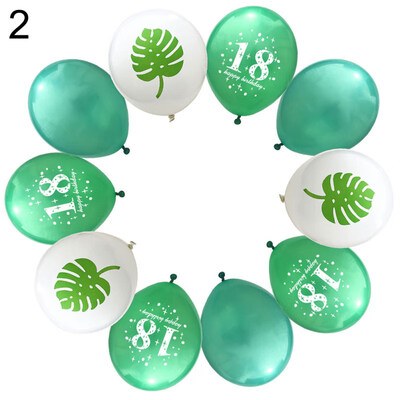 

10PcsSet 12inch 18-Year-Old Pineapple Leaf Birthday Party Latex Balloon Decor