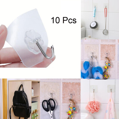 

Gobestart 10x Strong Transparent Suction Cup Sucker Wall Hooks Hanger For Kitchen Bathroom