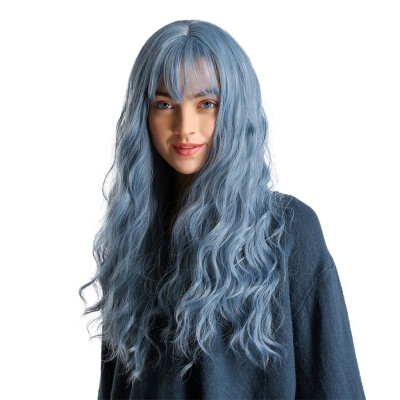 

Gobestart European&American women in the long curly hair wavy blue wig