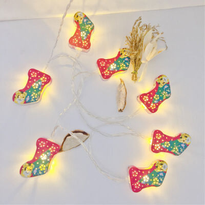 

2m Christmas String Light Bell Elk Snowman Christmas Tree Light Strings 10 Colored Lamp Party Decor For Gardens Patio Lawn