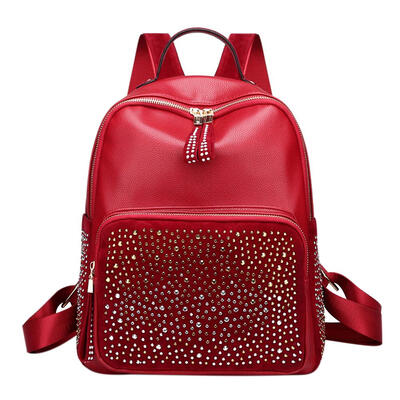 

Shining Rhinestones Backpack Women Girl PU Leather Small Shoulder Schoolbag