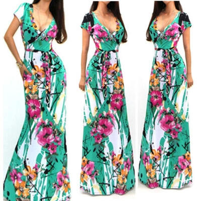 

Boho Sexy Women Summer Long Maxi Evening Party Dress Beach Dresses Sundress