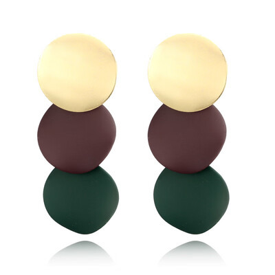 

2018 New Elegant 3 Colors Uneven Round Metal Drop Earrings for Women Geometric Alloy Earrings Fashion Jewelry GIRL Gift EK801