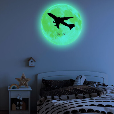 

Gobestart 30cm Mid-Autumn Festival Luminous Moon Transcend Bright Light Round Wall Sticker