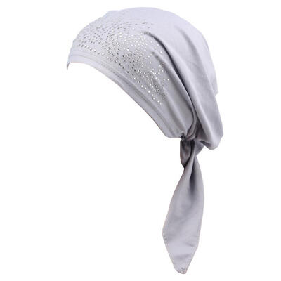 

Fashion Lady Rhinestone Muslim Turban Hat Chemo Cap Hair Loss Hijab Cap Cover