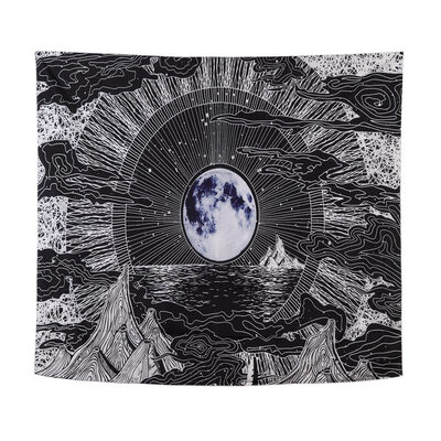 

Wall Hanging Tapestries Moon Star Clouds&Mountains Tapestry Black&White Wall Blanket Wall Art for Bedroom Bohemia Home