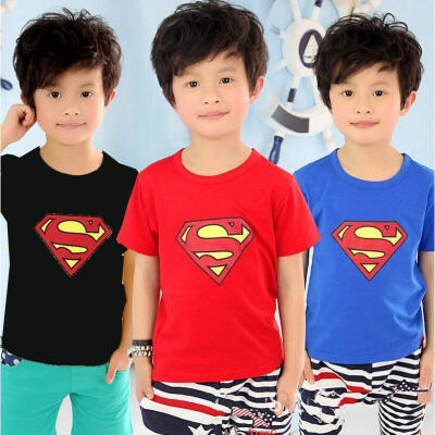 

Kids 1-7Y Baby Boys Summer Superman Short Sleeve T-shirt Cotton Tee Tops