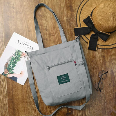 

Casual Women Girls Canvas Shoulder Bag Letter Pure Color Large Capacity Totes Crossbody Bag Schoolbag