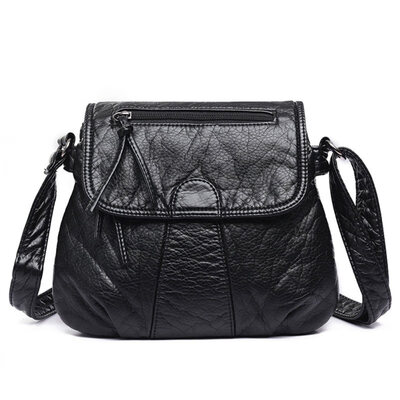 

Fashion Women Soft Washed Faux Leather Zipper Crossbody Shoulder Bag Mini Pouch