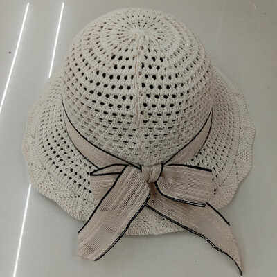 

Summer breathable fishermans hat Korean version Baitie Japanese female hat eaves fishermans hat sunshade knitted hat foldable