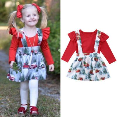 

USA Christmas Toddler Kid Baby Girl Xmas Festival Flared Party Santa Swing Dress