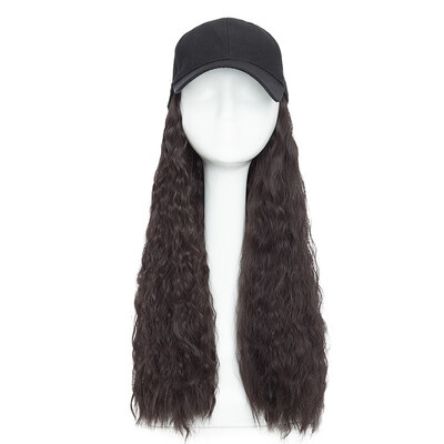 

Baseball Hat with Synthetic Hair Extension Black Color Long Wavy hair Extensions with Baseball Cap Black Hat for women