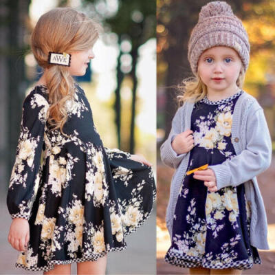 

Toddler Baby Girl Princess Dress Kid Long Sleeve Flower Party Dresses Clothes