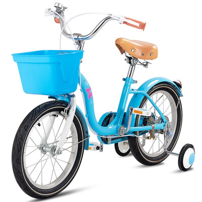 

12" Outdoor Sports Kids Bike with Training Wheels Basket Bell-Blue