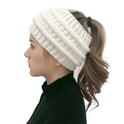 

Tailored Women Fashion Outdoor Solid Splice Hats Crochet Knit Holey Beanie Cap Headband