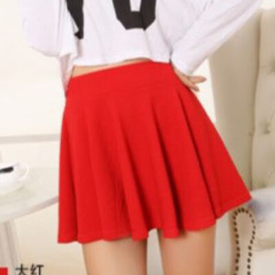 

Women Girl Mini Pleated Solid Color High Waist Tennis Skater Short A-line Skirt