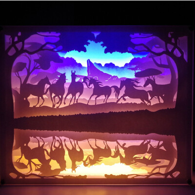 

Gobestart Creative Art Décor Lamp Light 3D Night Lamp Paper Pattern Painting LED Table