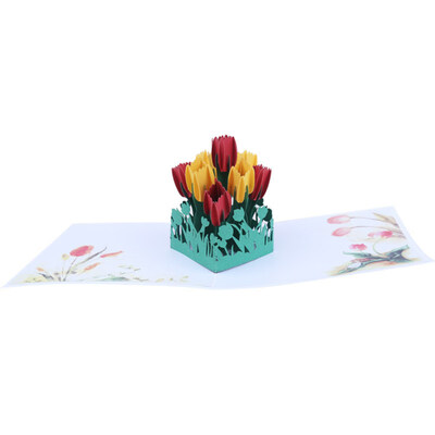

Tulip Flower 3D Pop Up Greeting Card Handmade Birthday Anniversary Postcard
