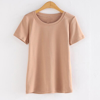 

Nomeni Women Causal Solid Color Loose O-Neck Short Sleeve T-shirt Blouse Tops