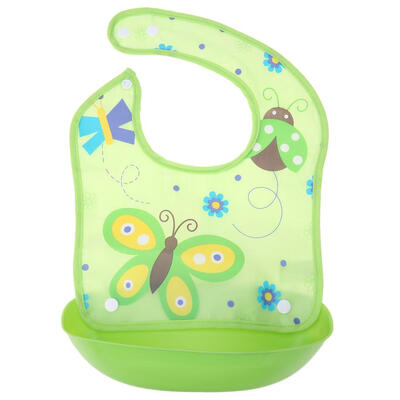 

Cotton Green Removable Baby Imitation Silicone Waterproof Print Rice Bibs