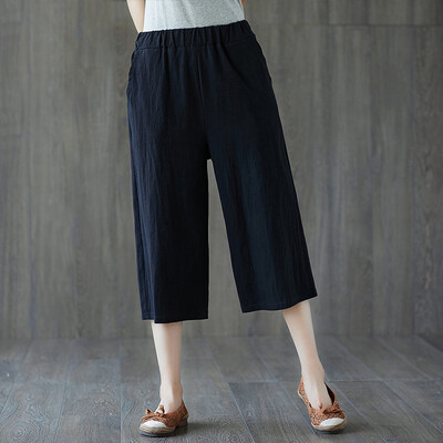 

Women Palazzo Wide Leg 34 Short Pants Ladies Loose Capri Trousers SIze -3XL