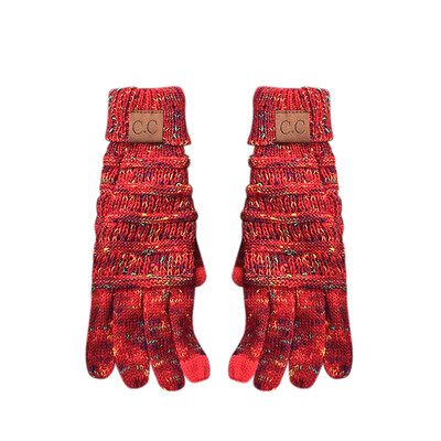 

Winter Warm Soft Knitted Fullfinger CC Gloves Anti-Slip Touch Screen Smart Cellphone Finger Tips Mittens Thermal Glove