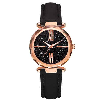 

Fashion womens star watch high quality PU leather Roman scale quartz watch