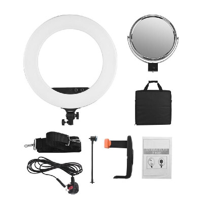 

Andoer 18inch LED Video Ring Light Fill-in Lamp Studio Photography Lighting 80W Dimmable 3200K-5800K Bi-color with Mirror Phone