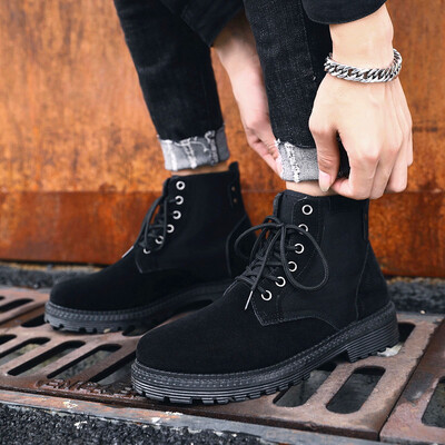 

Mens shoes fall Korean version of Martin boots leisure 100 craftsmanship desert men high help British military boots