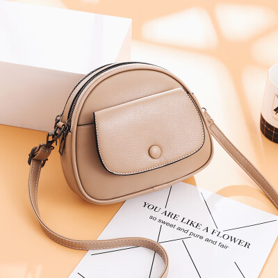 

Korean version of the simple ins wind student small round bag shoulder diagonal package solid color small bag female