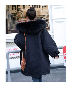 

Wholesale luxury real fox big fur collar super long down jacket female thickene&extended knee straight tube 2018 new style