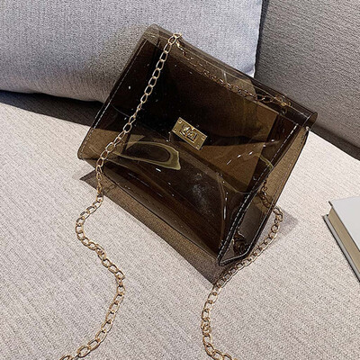

Tailored Womens Fashion Transparent Shoulder Bag Jelly Messenger Bag Solid Color Handbag