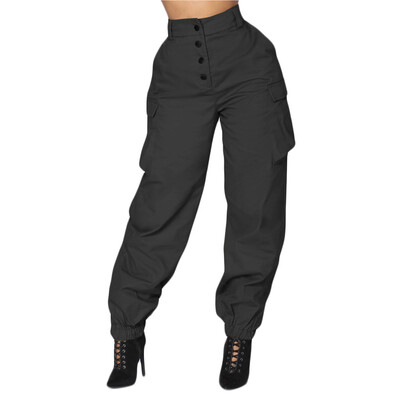 

Tailored Women High Waist Harem Pants Elastic Waist Stripe Casual Pants