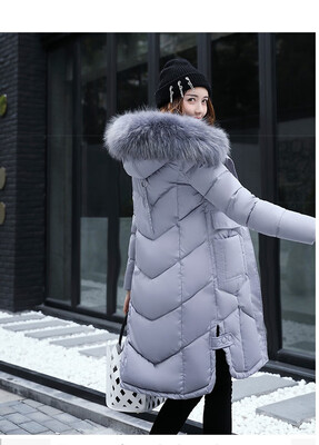 

winter 2018 cotton-padded womens long style Korean version of the great fur collar thickened warm cotton-padded jacket