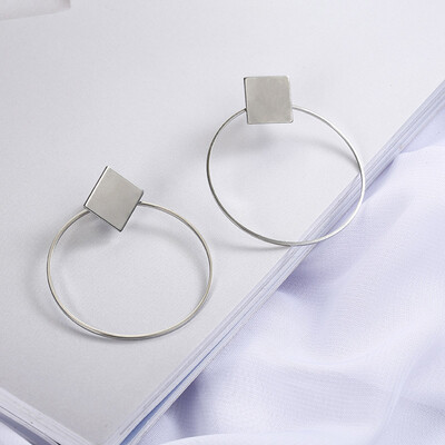 

E0130 Fashion Drop Earrings For Women GoldSilver Color Temperament Round Earrings Long Female