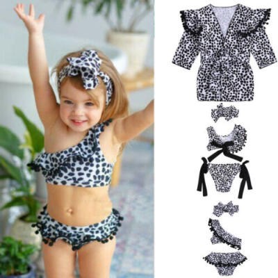 

Baby Girls Swimsuit Bathing Leopard Tankini Bikini &Cover Up Swimwear Beachwear