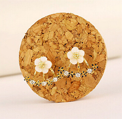 

oLARU Jewelry Popular in Korea Flower Crystal Stud Earring For Woman New Ear hanging Bib Earrings wholesale Pirce Bijoux Elegant