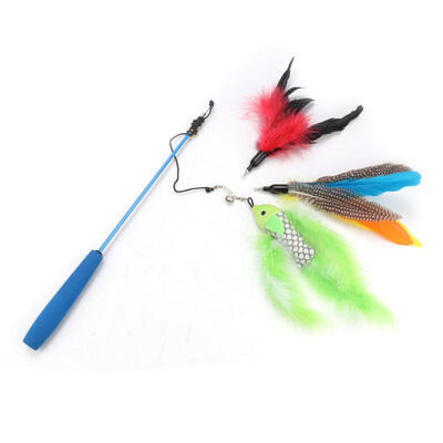 

Greensen Funny Flexible Kitten Pet Cat Teaser Interactive Dangler Rod Stick with Bell&Feather Toy