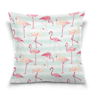 

ALAZA Throw Pillow Cover 16 X 16 inch Christmas Gift Cushion Cover with Flamingo Bird Printed Pillowcase