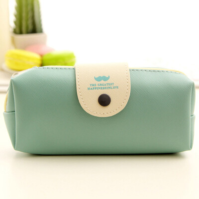 

Siaonvr Leather Cosmetic Makeup Bag Pen Pencil Stationery Case Zipper Pouch Box BU