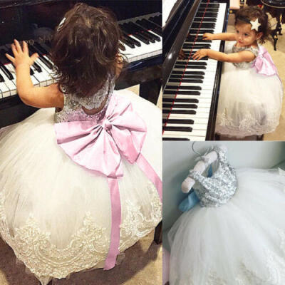 

US Stock Toddler Baby Girl Kid Sequin Bowknot Dress Wedding Party Princess Dress