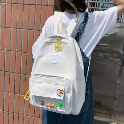 

Ins schoolbag female Korean version of high school students canvas simple ancient sense campus backpack double shoulder bag