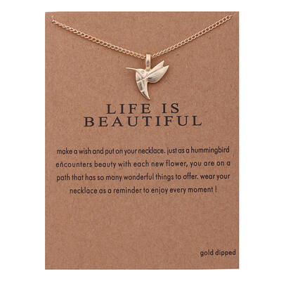 

Fashion Jewelry New Gold-color Life Is Beautiful Bird Collarbone Short Choker Necklace For Women