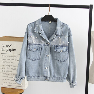 

Roseonmyhand Womens Loose Vintage Washed Denim Jacket Long Sleeve Outerwear Coat