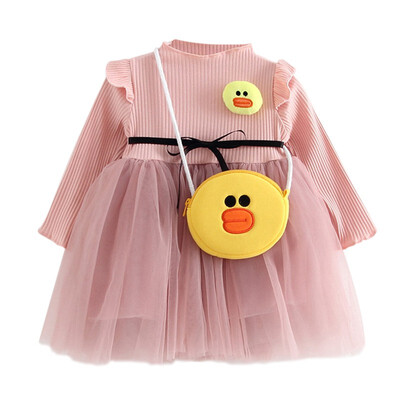 

Kids Girls Long Sleeve Lace Dress Cute Baby Clothes Dresses Long Sleeve Princess Vestidos With Bags