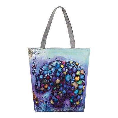 

Women National wind printing Shoulder Handbag Two yellow elephants